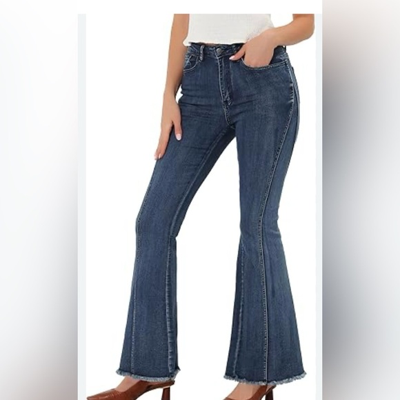 Allegra K Vintage Bell Bottoms Women's Flare High Waist Stretch, Women’s, Large - Picture 1 of 11